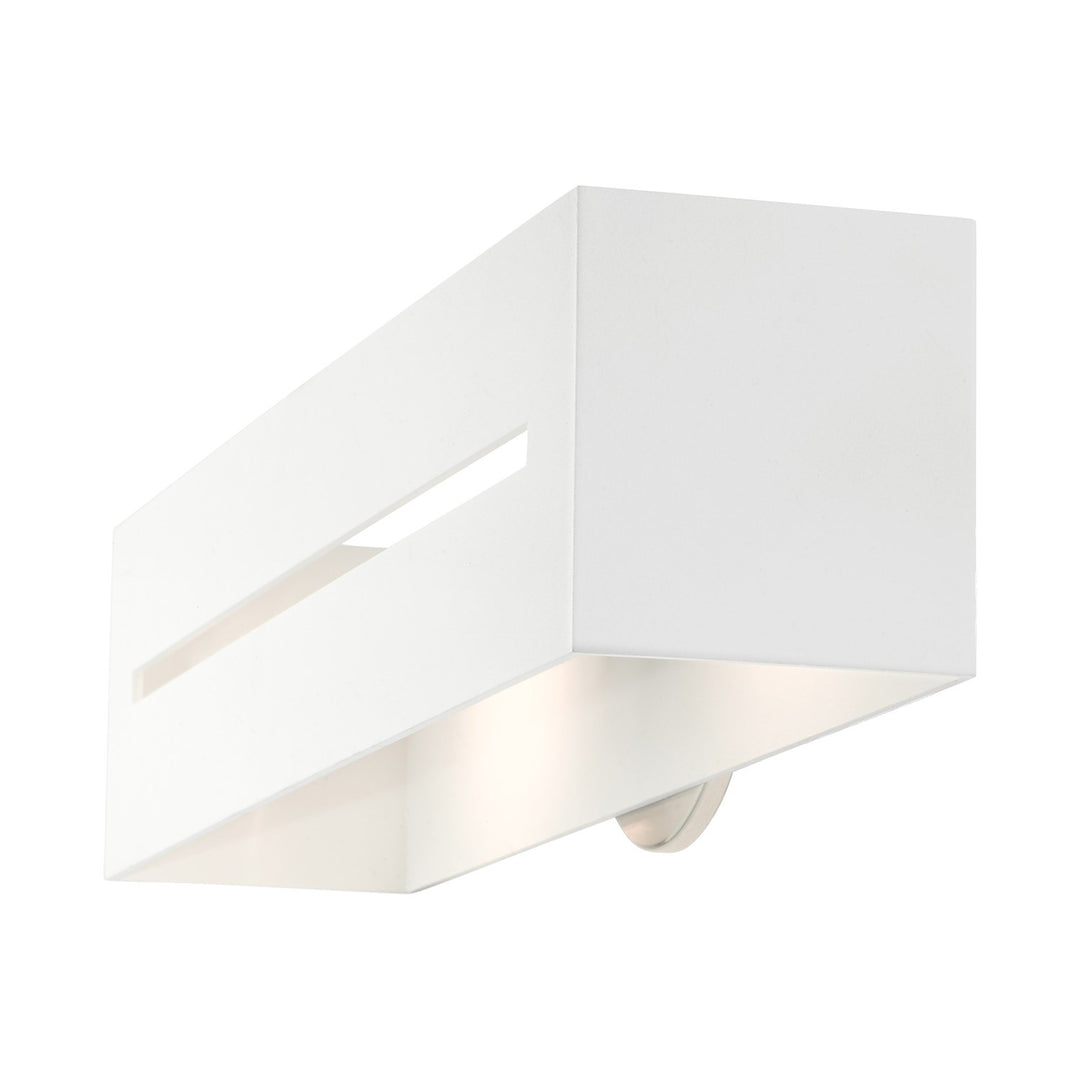 2 Light Textured White With Brushed Nickel Finish Accents Ada Vanity Sconce
