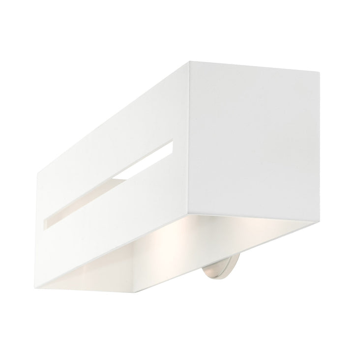 2 Light Textured White With Brushed Nickel Finish Accents Ada Vanity Sconce