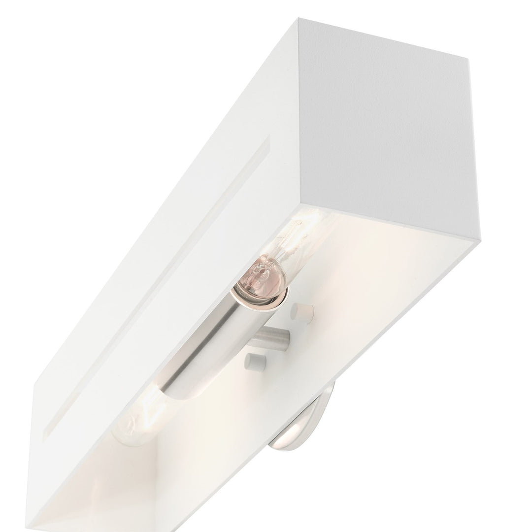 2 Light Textured White With Brushed Nickel Finish Accents Ada Vanity Sconce