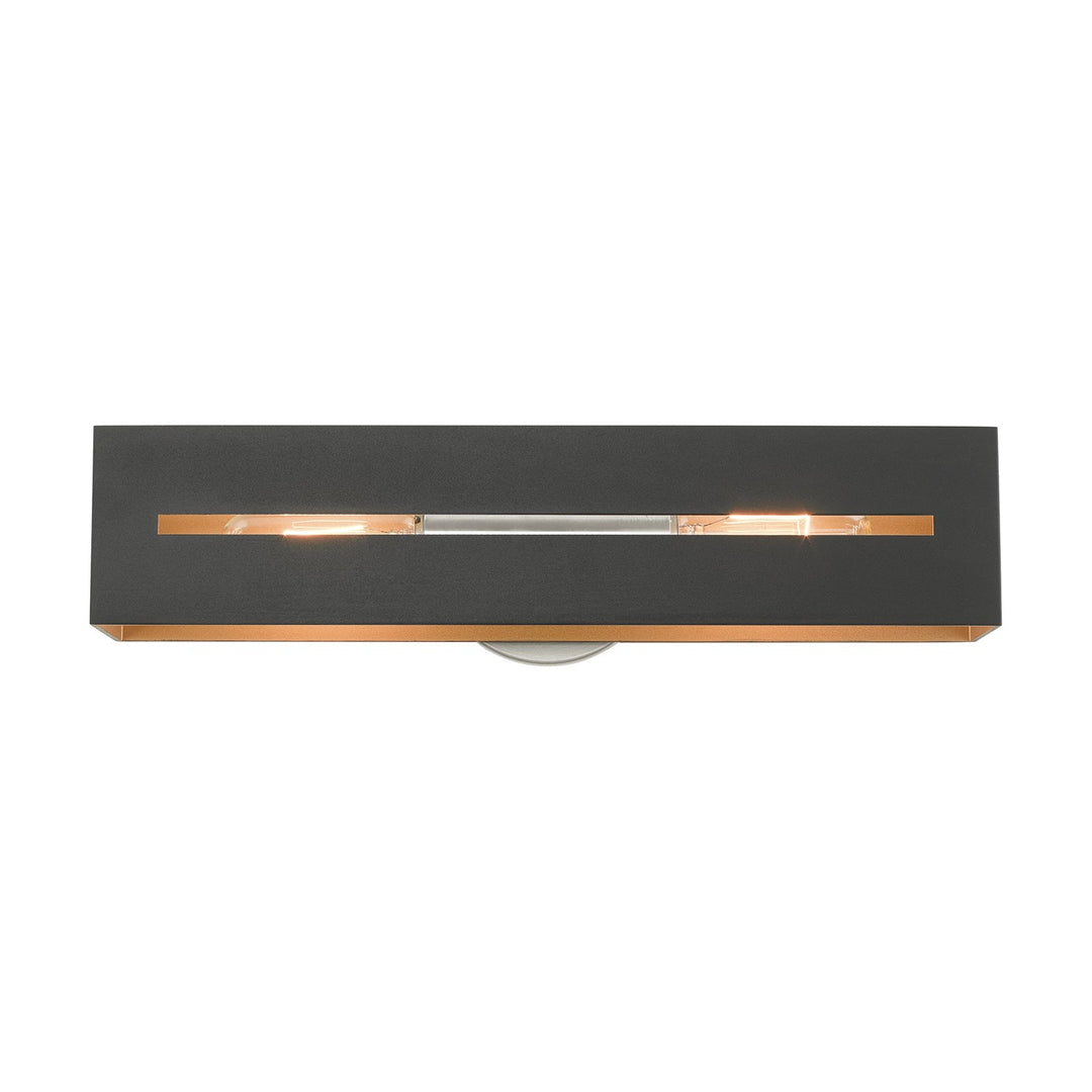2 Light Textured Black With Brushed Nickel Accents Ada Vanity Sconce by Livex Lighting