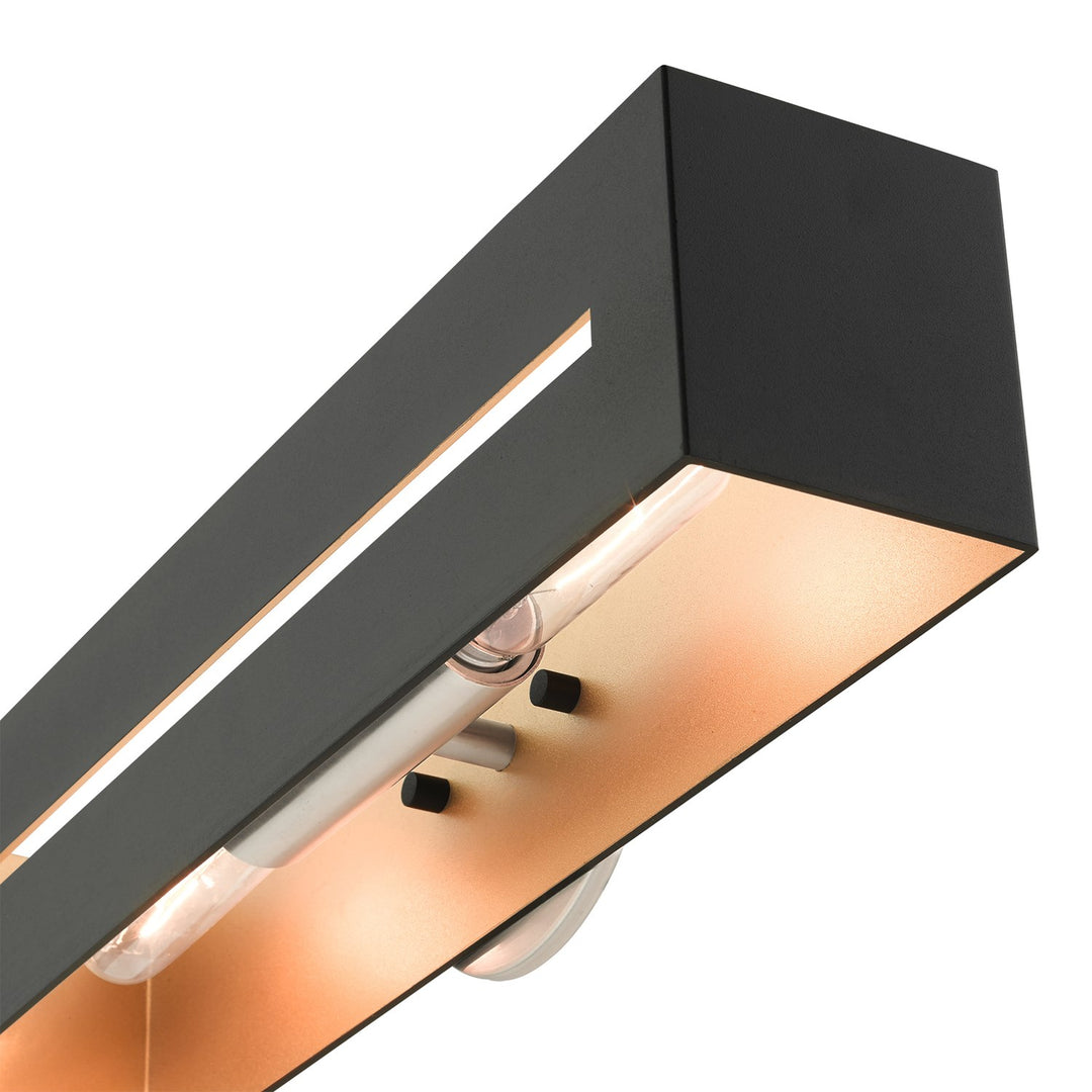 2 Light Textured Black With Brushed Nickel Accents Ada Vanity Sconce