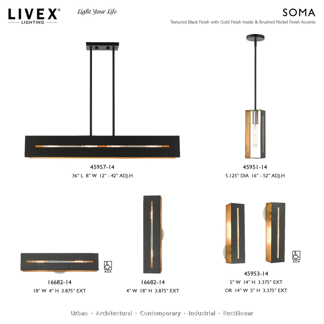 2 Light Textured Black With Brushed Nickel Accents Ada Vanity Sconce