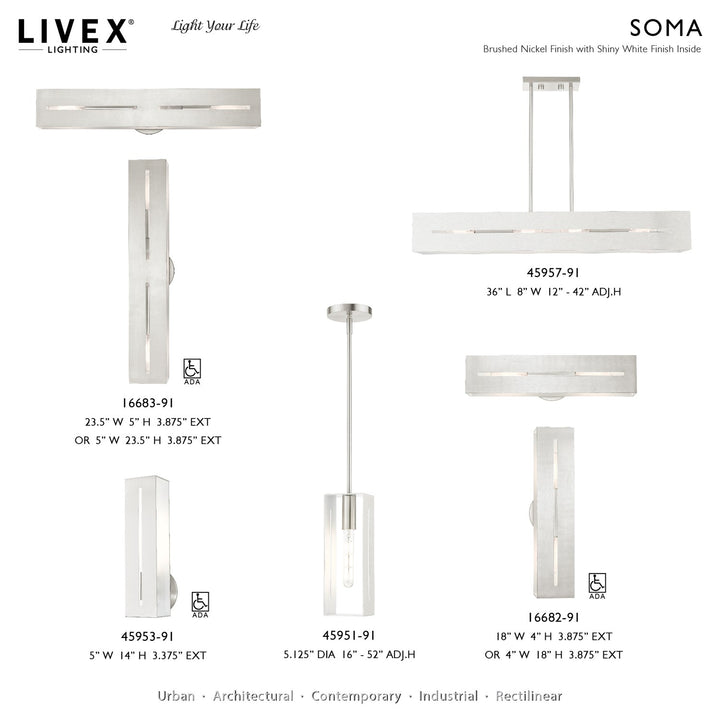 2 Light Brushed Nickel Ada Vanity Sconce