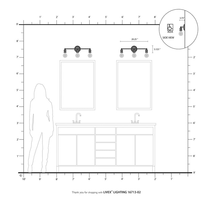 3 Light Polished Brass Bath Vanity