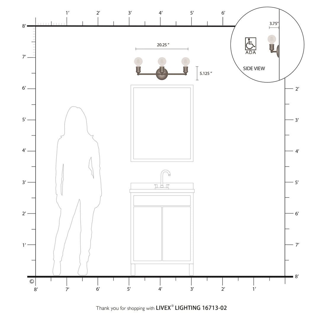 3 Light Polished Brass Bath Vanity
