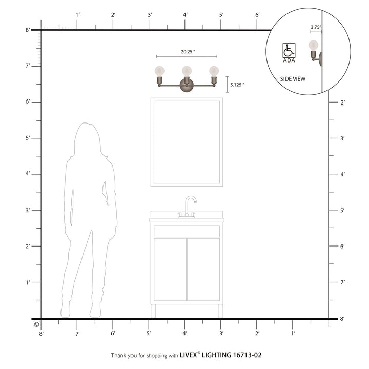 3 Light Polished Brass Bath Vanity