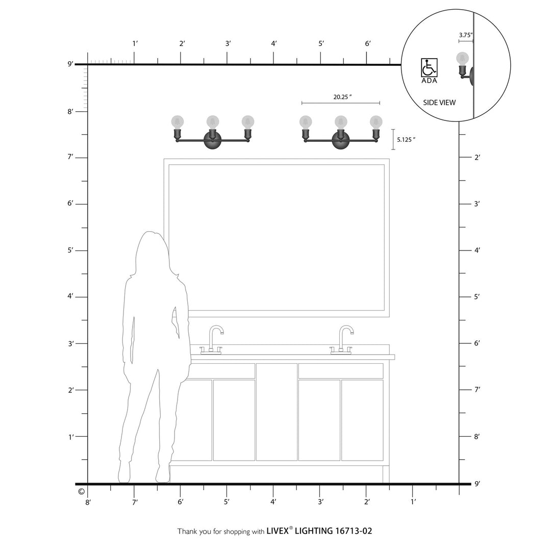 3 Light Polished Brass Bath Vanity