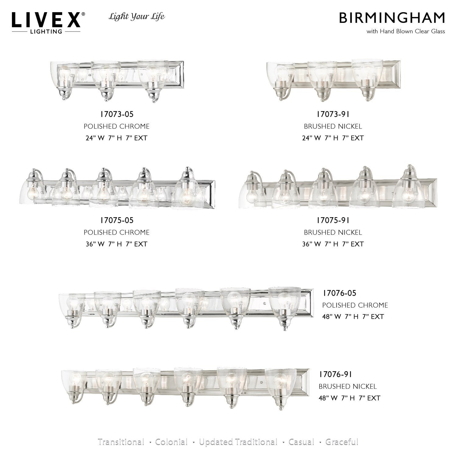 6 Light Polished Chrome Vanity Sconce