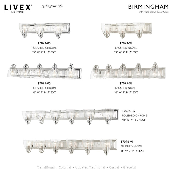 6 Light Polished Chrome Vanity Sconce
