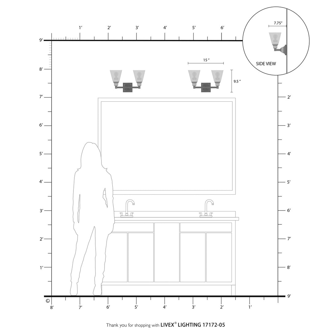 2 Light Polished Chrome Bath Vanity