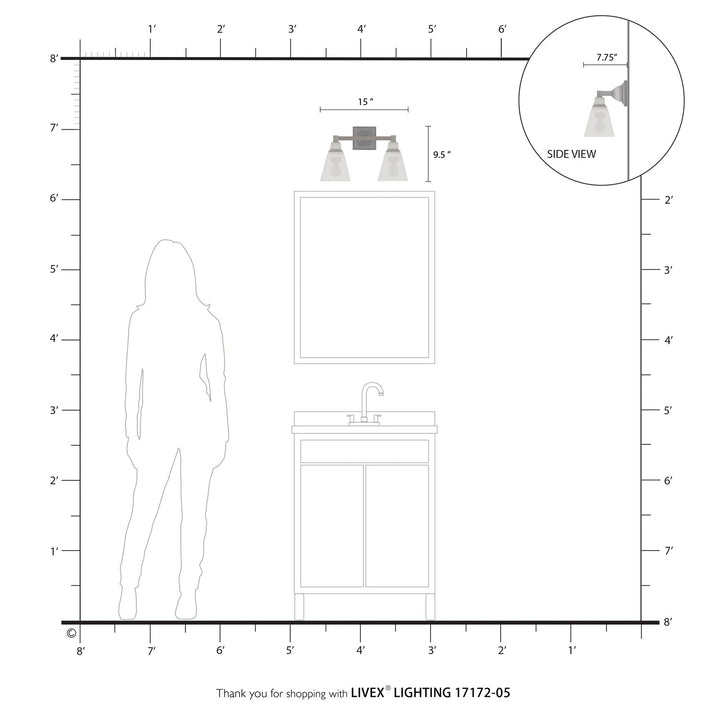 2 Light Polished Chrome Bath Vanity