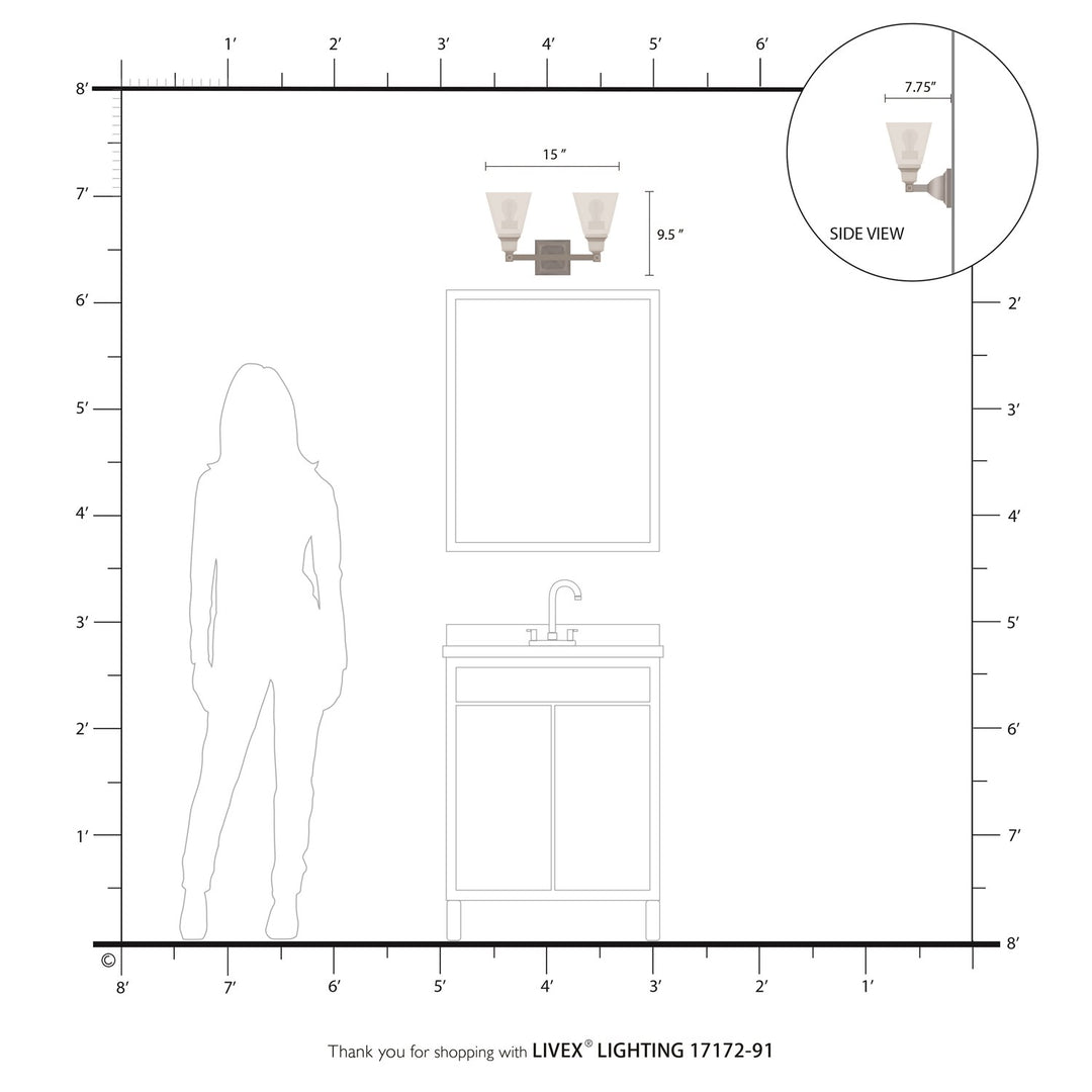 2 Light Brushed Nickel Bath Vanity