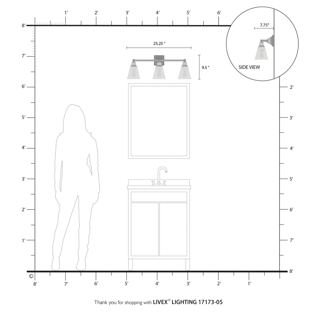 3 Light Polished Chrome Bath Vanity
