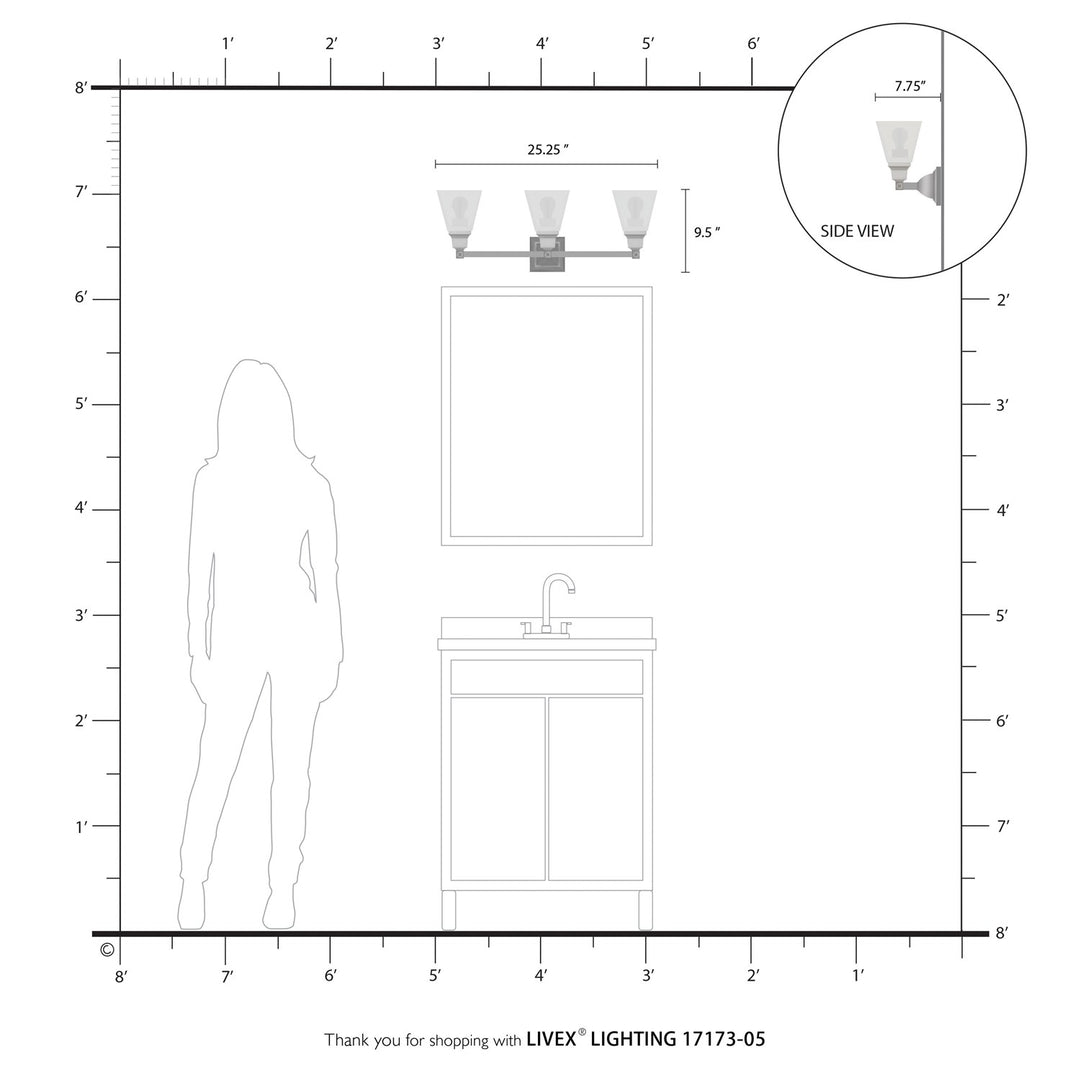 3 Light Polished Chrome Bath Vanity