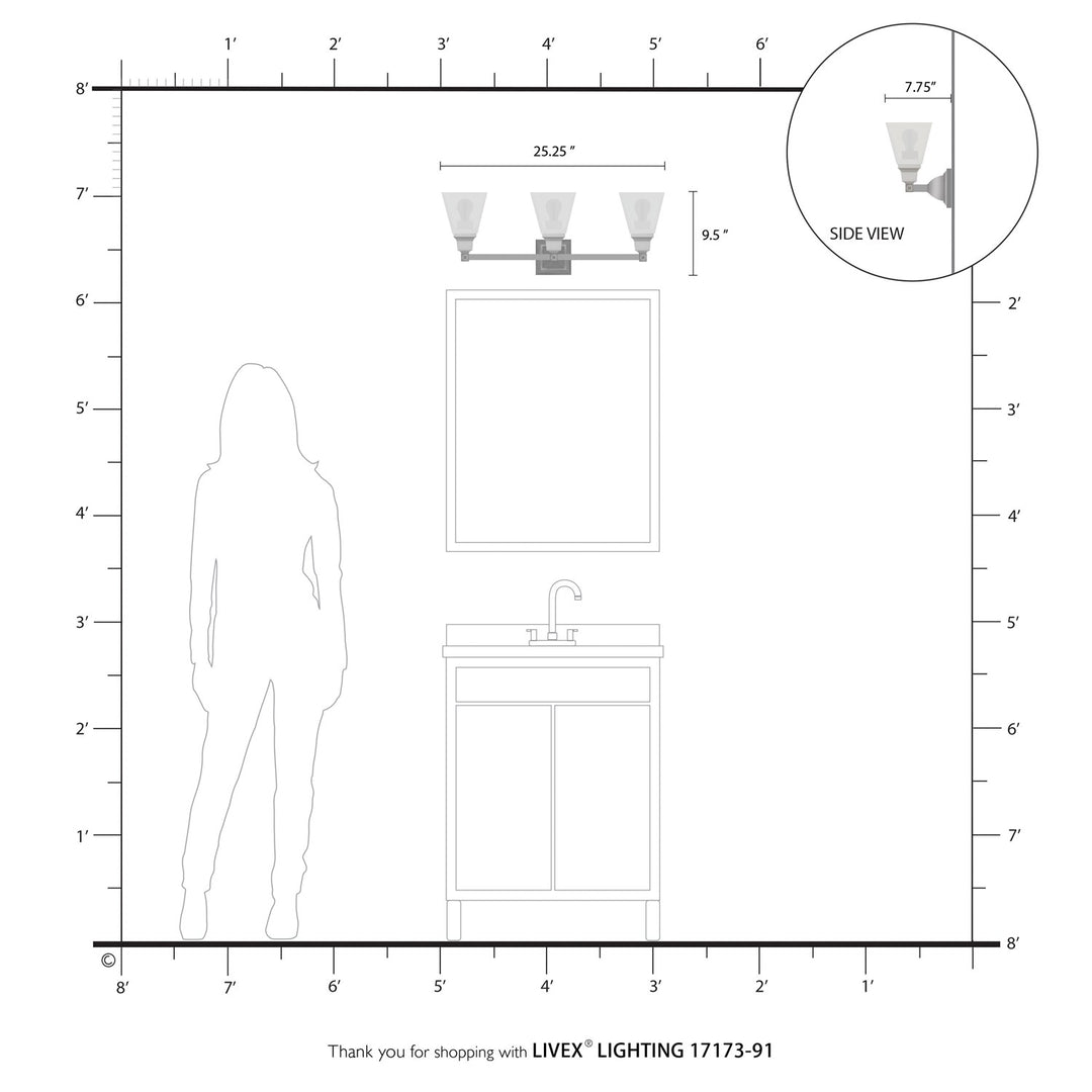 3 Light Brushed Nickel Bath Vanity