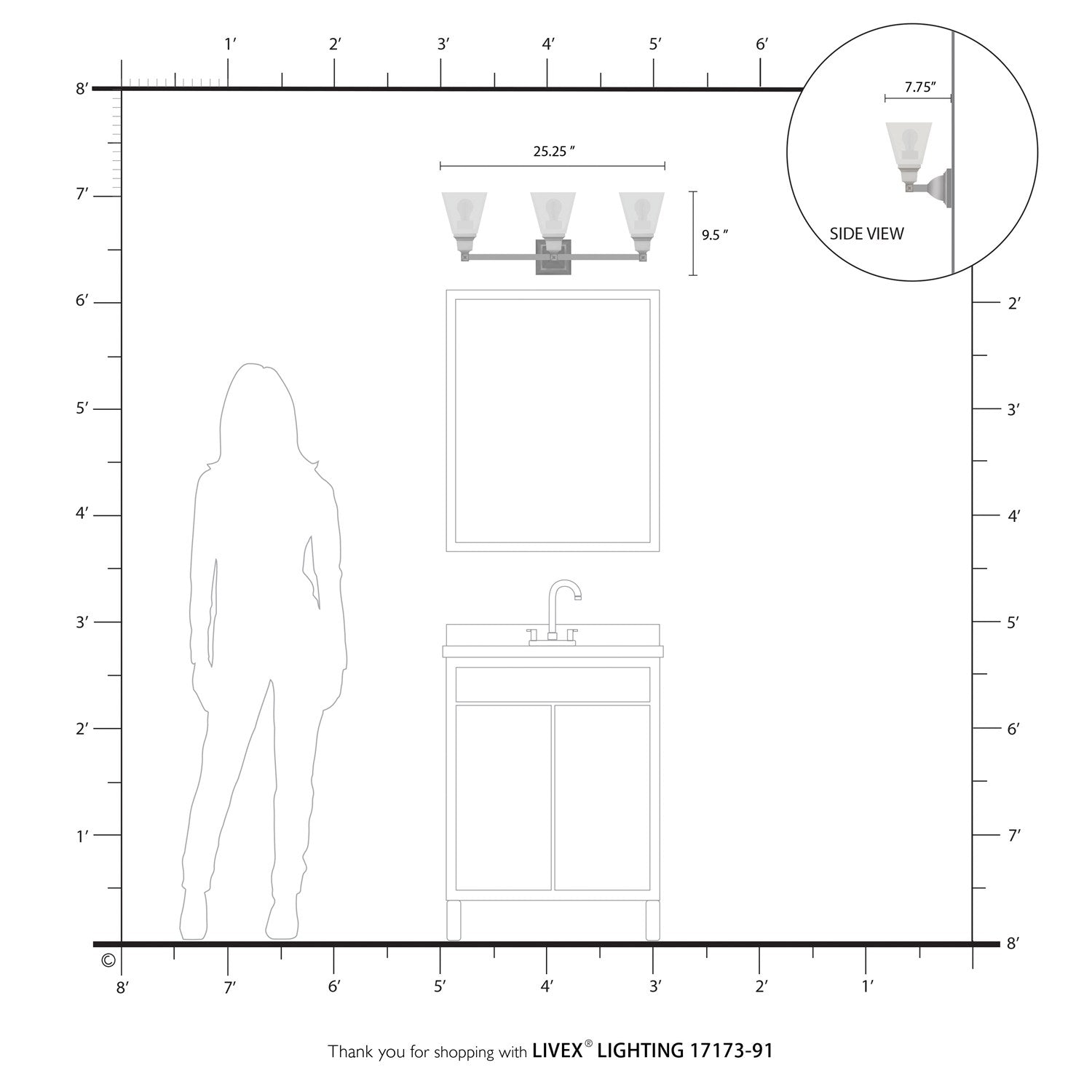 3 Light Brushed Nickel Bath Vanity
