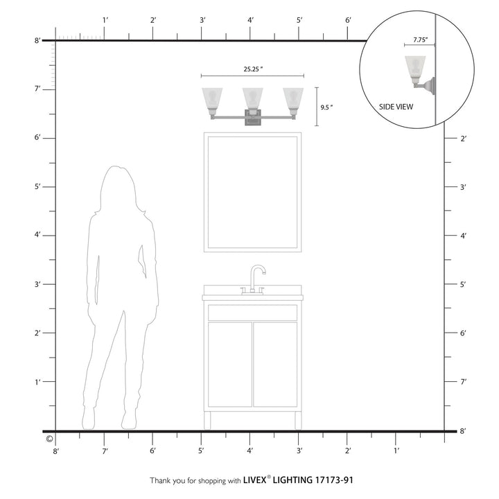 3 Light Brushed Nickel Bath Vanity