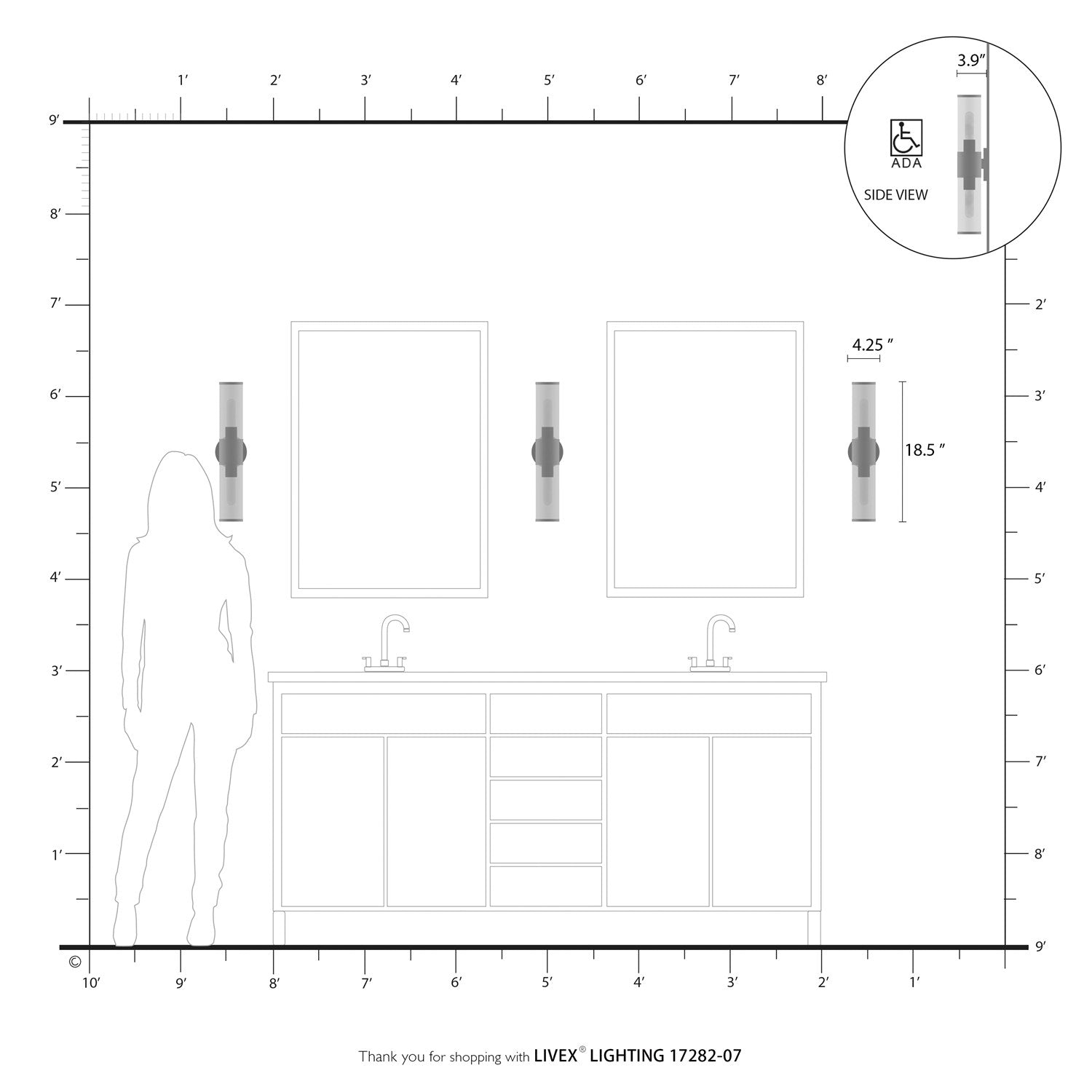 2 Light Bronze Ada Vanity Sconce