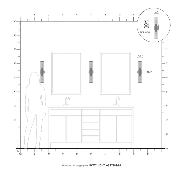 2 Light Brushed Nickel Ada Vanity Sconce