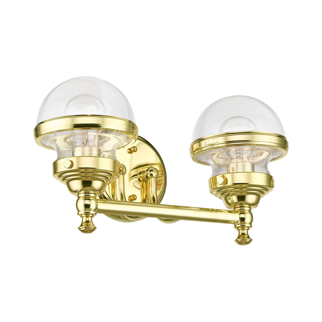 2 Light Polished Brass Vanity Sconce