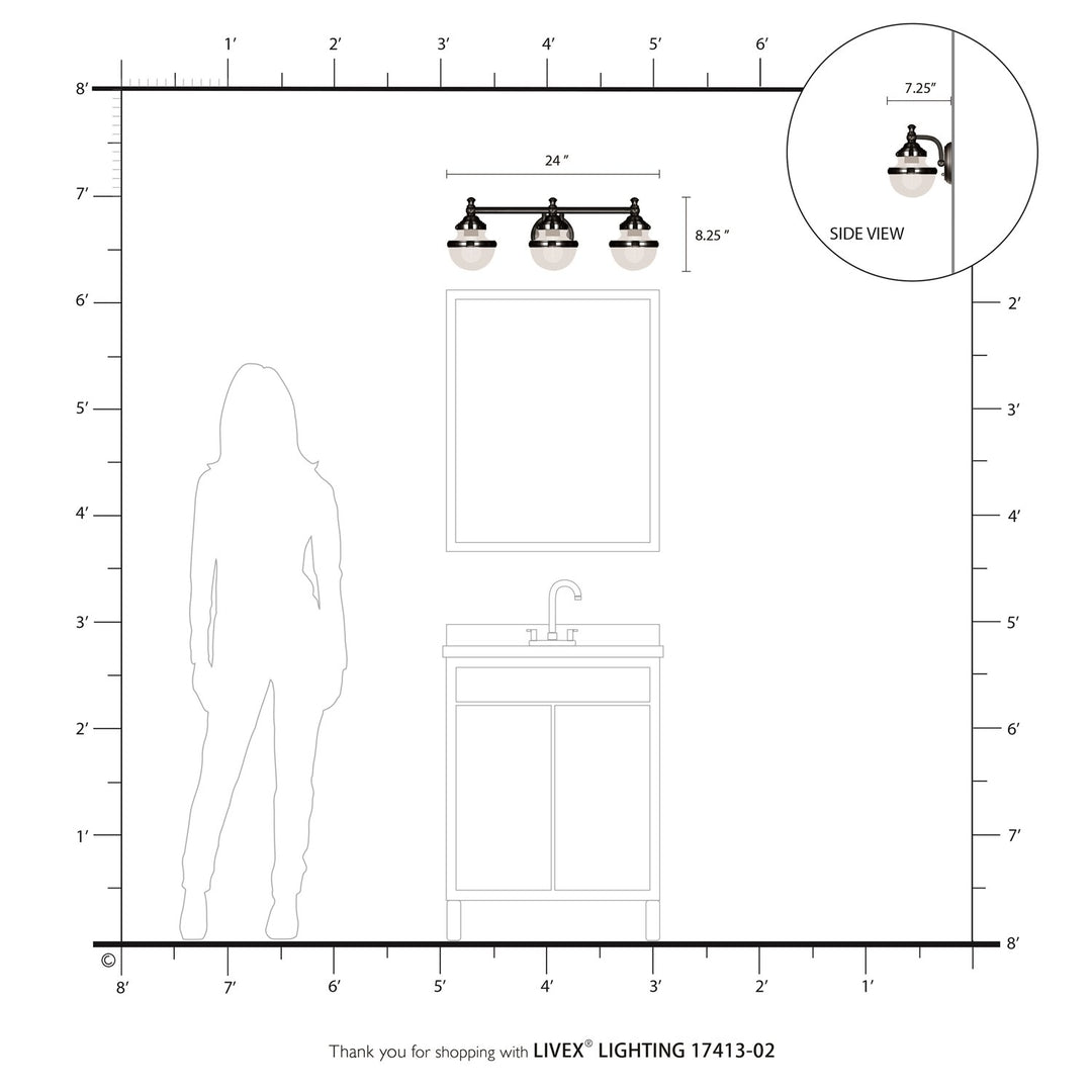 3 Light Polished Brass Bath Vanity