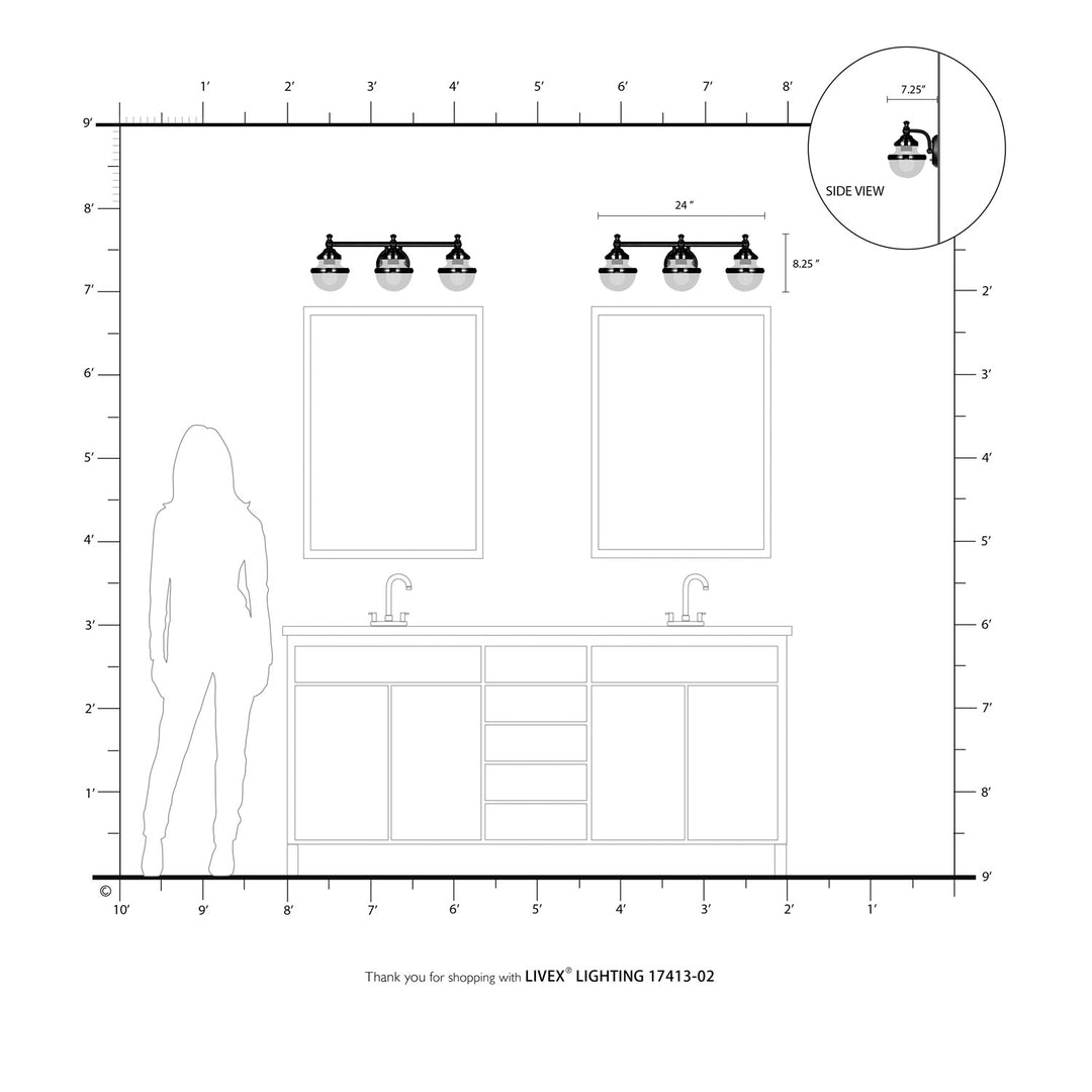 3 Light Polished Brass Bath Vanity