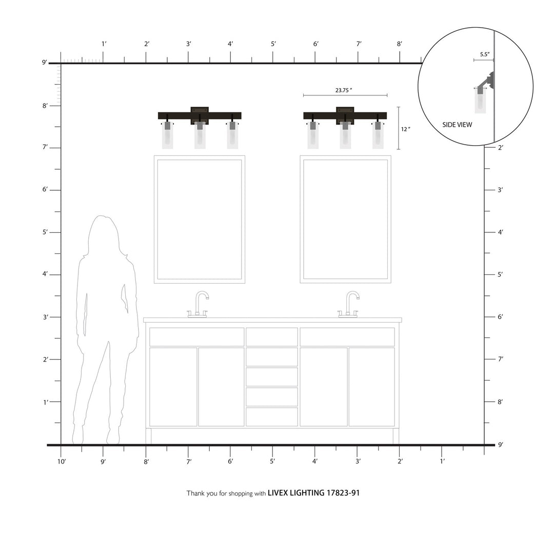 3 Light Brushed Nickel Vanity Sconce