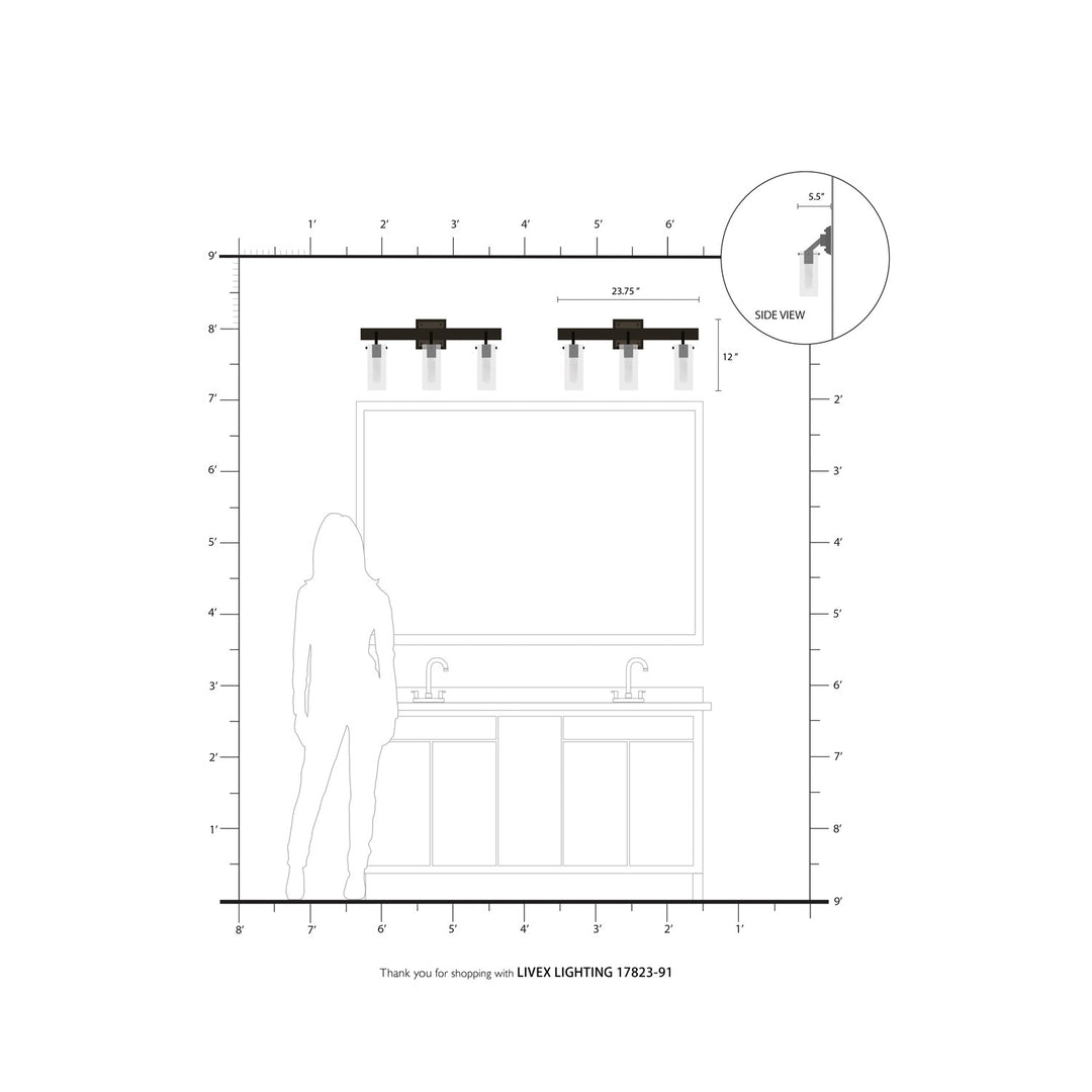 3 Light Brushed Nickel Vanity Sconce