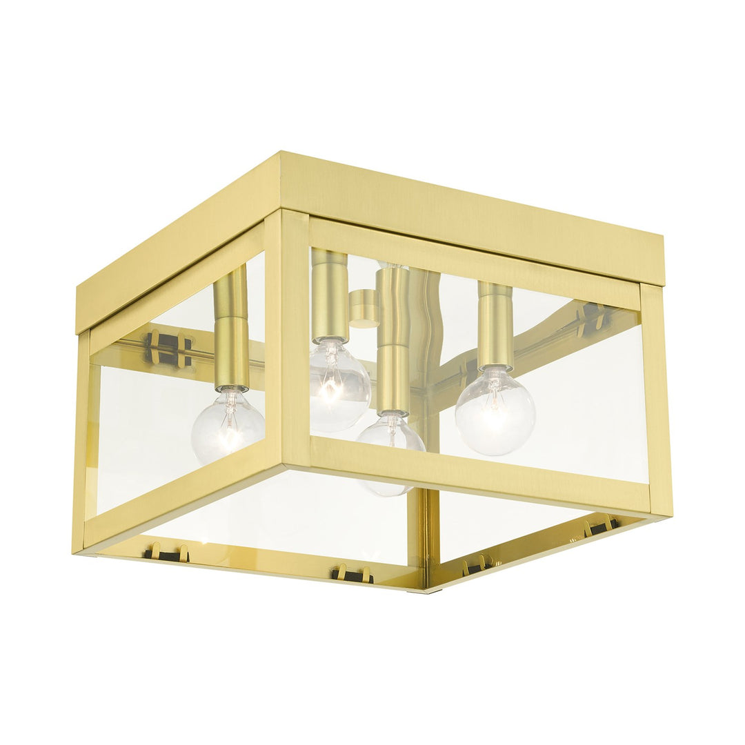 4 Light Satin Brass Flush Mount by Livex Lighting