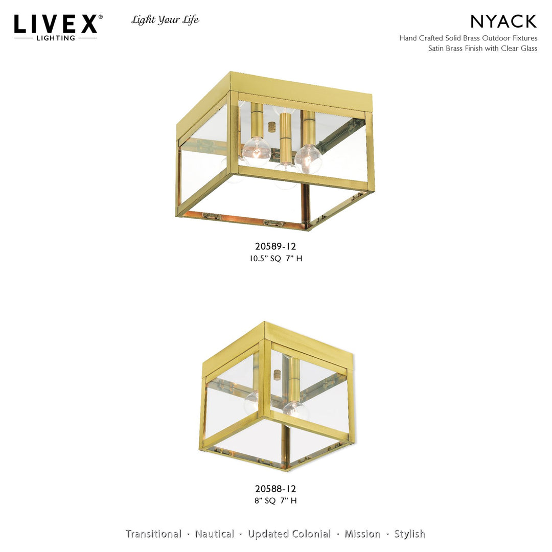 4 Light Satin Brass Flush Mount