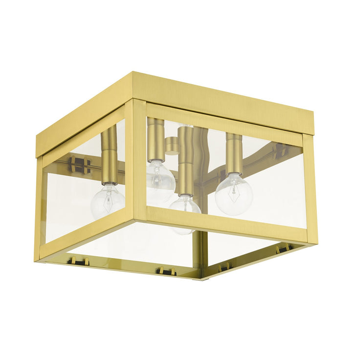 4 Light Satin Brass Flush Mount