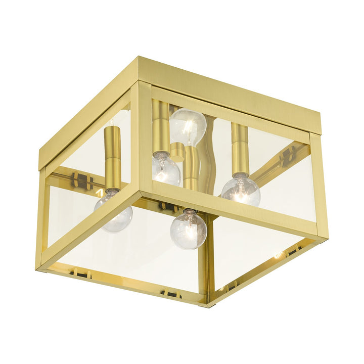 4 Light Satin Brass Flush Mount