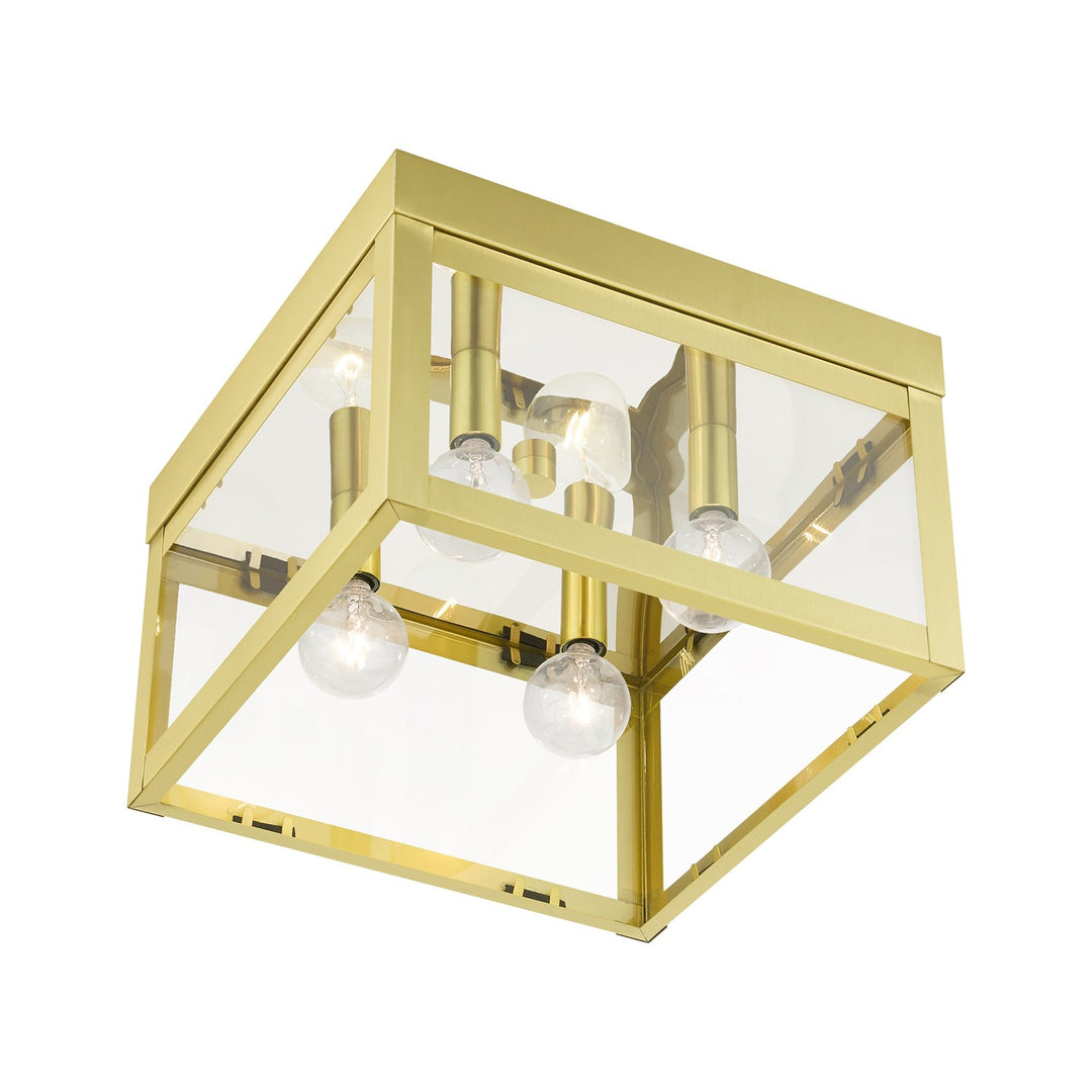 4 Light Satin Brass Flush Mount