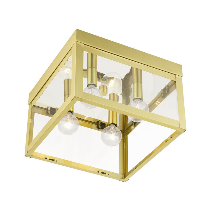4 Light Satin Brass Flush Mount