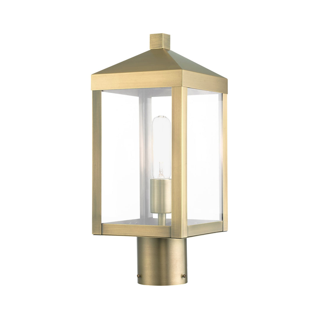 1 Light Antique Brass Outdoor Post Top Lantern by Livex Lighting