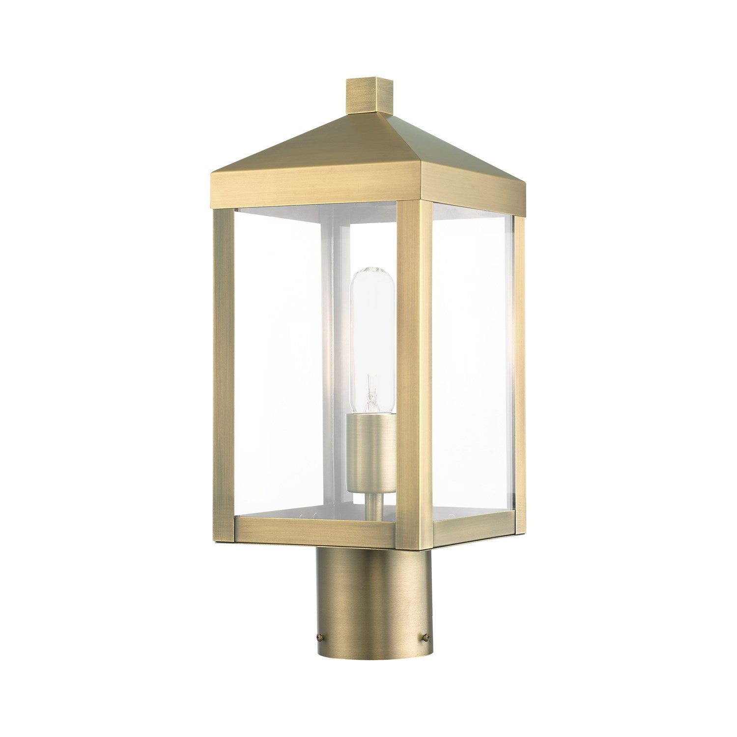 1 Light Antique Brass Outdoor Post Top Lantern by Livex Lighting