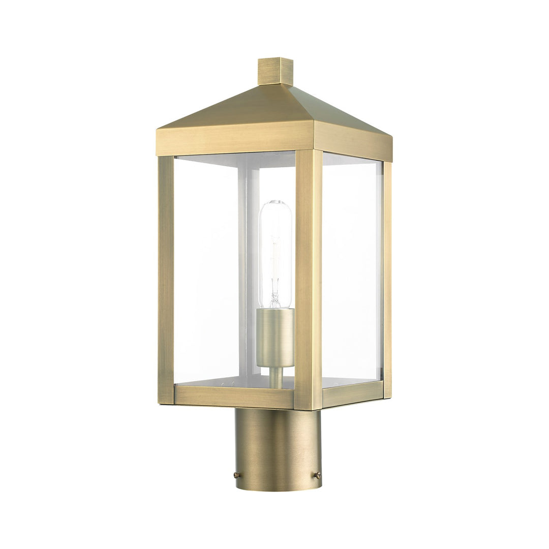 1 Light Antique Brass Outdoor Post Top Lantern