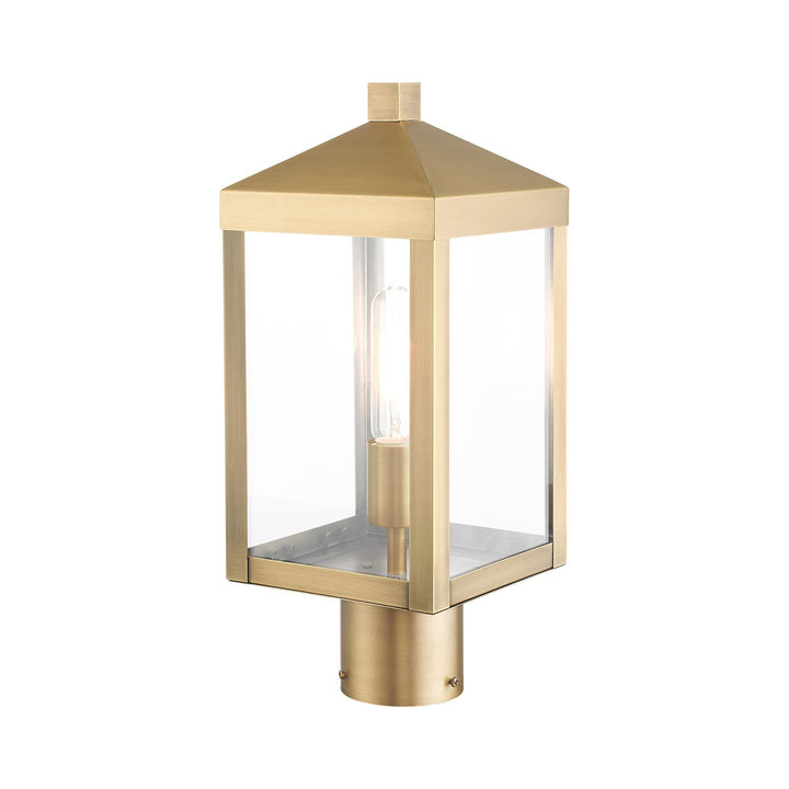 1 Light Antique Brass Outdoor Post Top Lantern