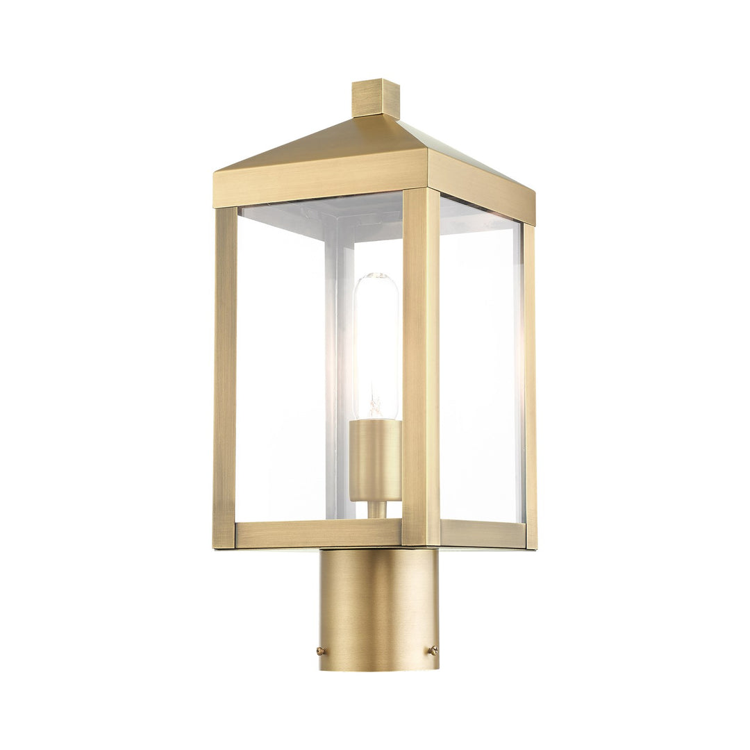 1 Light Antique Brass Outdoor Post Top Lantern