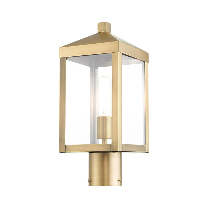1 Light Antique Brass Outdoor Post Top Lantern
