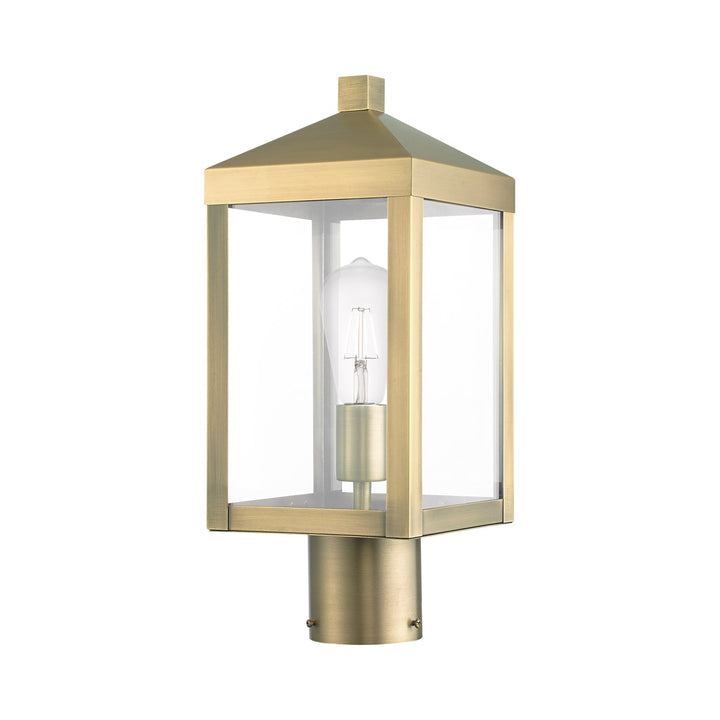 1 Light Antique Brass Outdoor Post Top Lantern