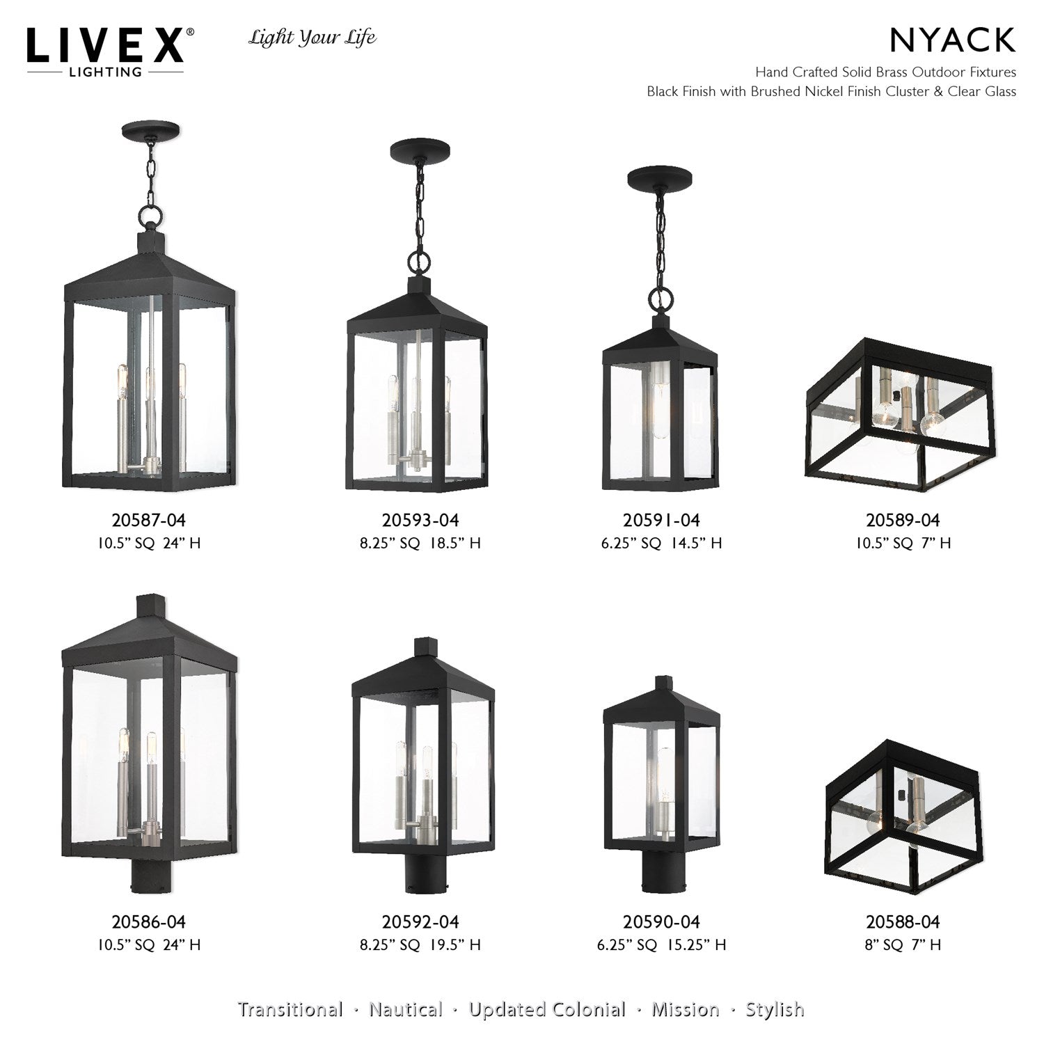 1 Light Black Outdoor Post Top Lantern