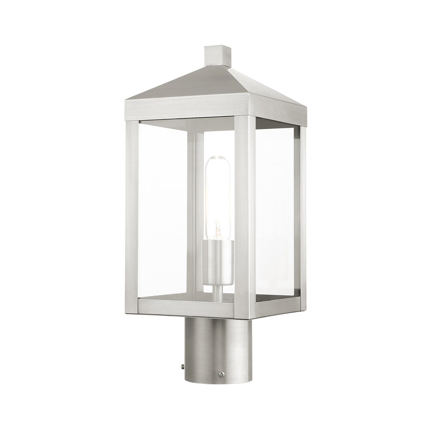 1 Light Brushed Nickel Outdoor Post Top Lantern by Livex Lighting