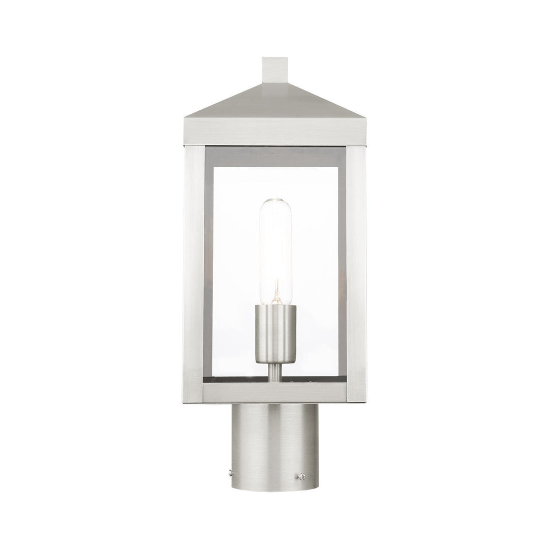 1 Light Brushed Nickel Outdoor Post Top Lantern