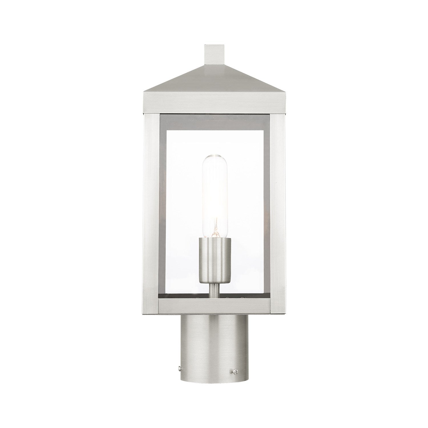1 Light Brushed Nickel Outdoor Post Top Lantern