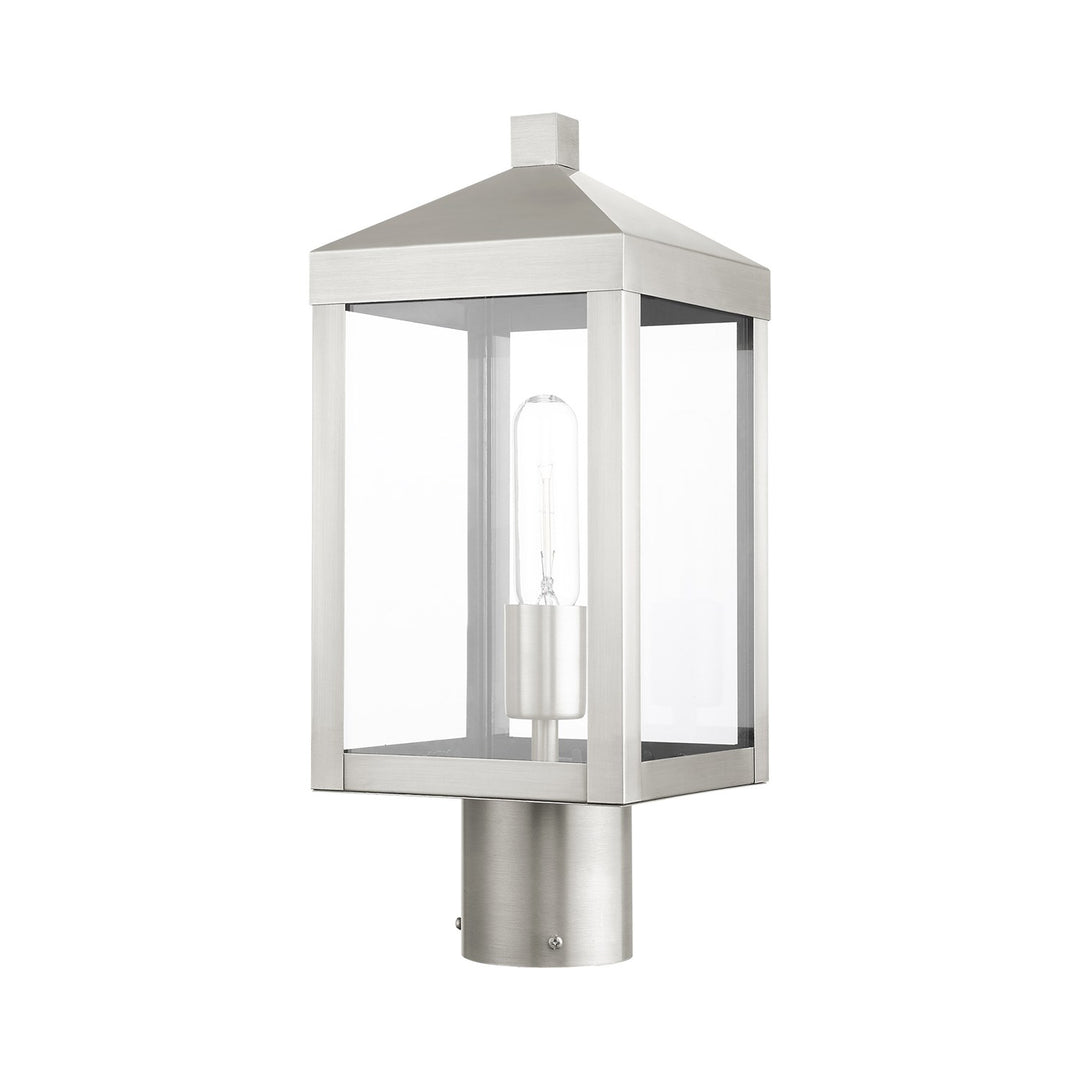 1 Light Brushed Nickel Outdoor Post Top Lantern