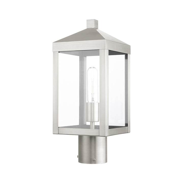 1 Light Brushed Nickel Outdoor Post Top Lantern