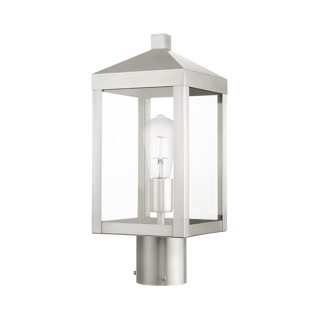 1 Light Brushed Nickel Outdoor Post Top Lantern