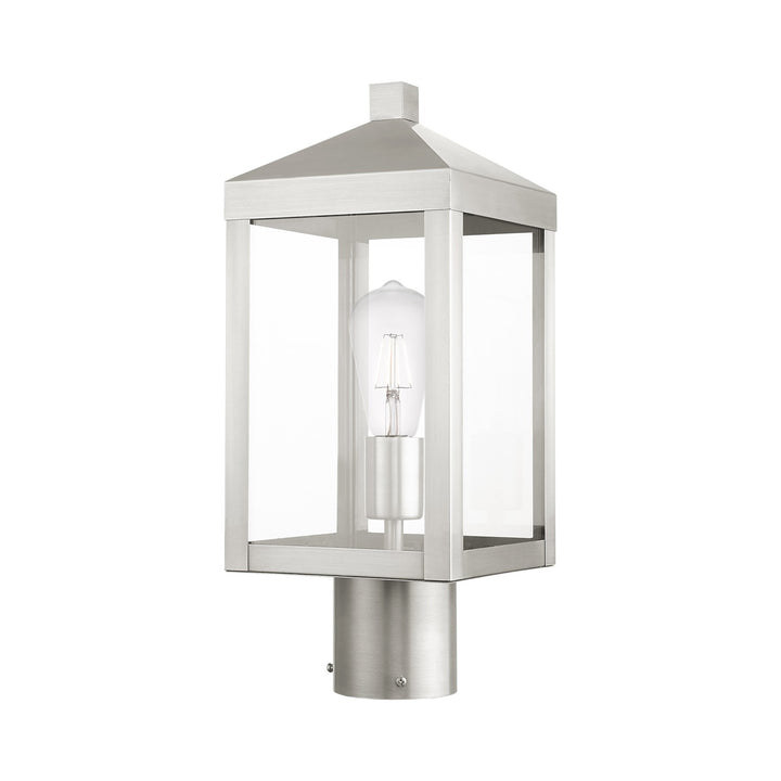 1 Light Brushed Nickel Outdoor Post Top Lantern