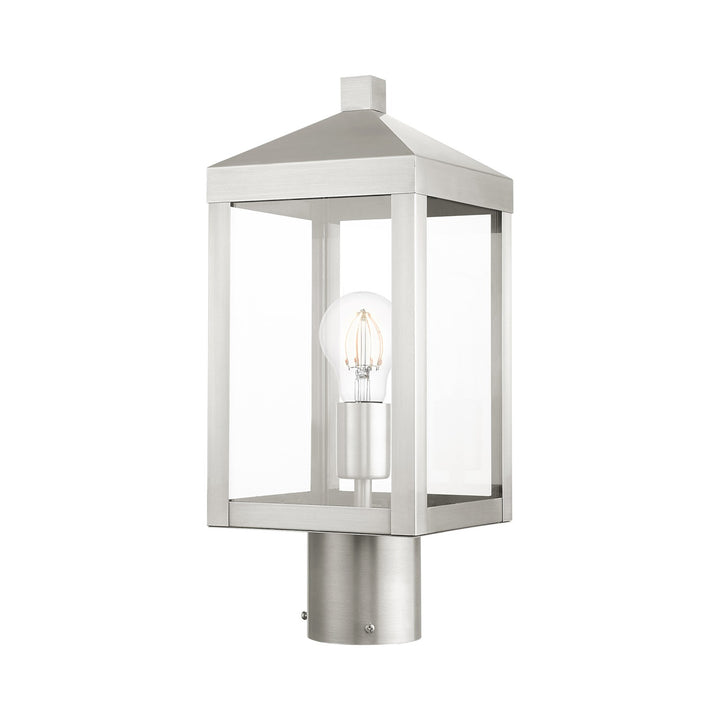 1 Light Brushed Nickel Outdoor Post Top Lantern